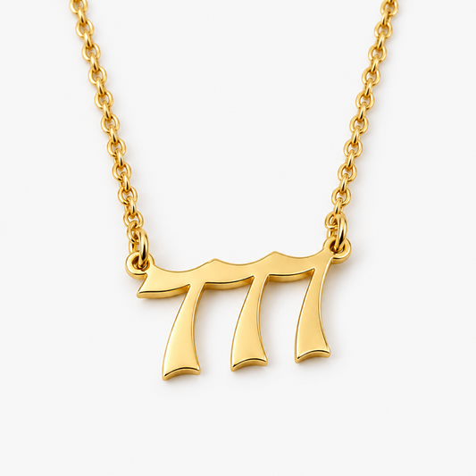 Women's Gold-Tone Stainless Steel 777 Angel Number Pendant Necklace