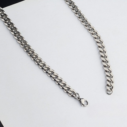 Titanium Steel Cuban Link Chain Necklace for Men Women Unisex 8mm Silver Color 6-Sided Diamond Cut Curb Link Chain Streetwear Hip Hop High Street Heavy Duty Necklaces