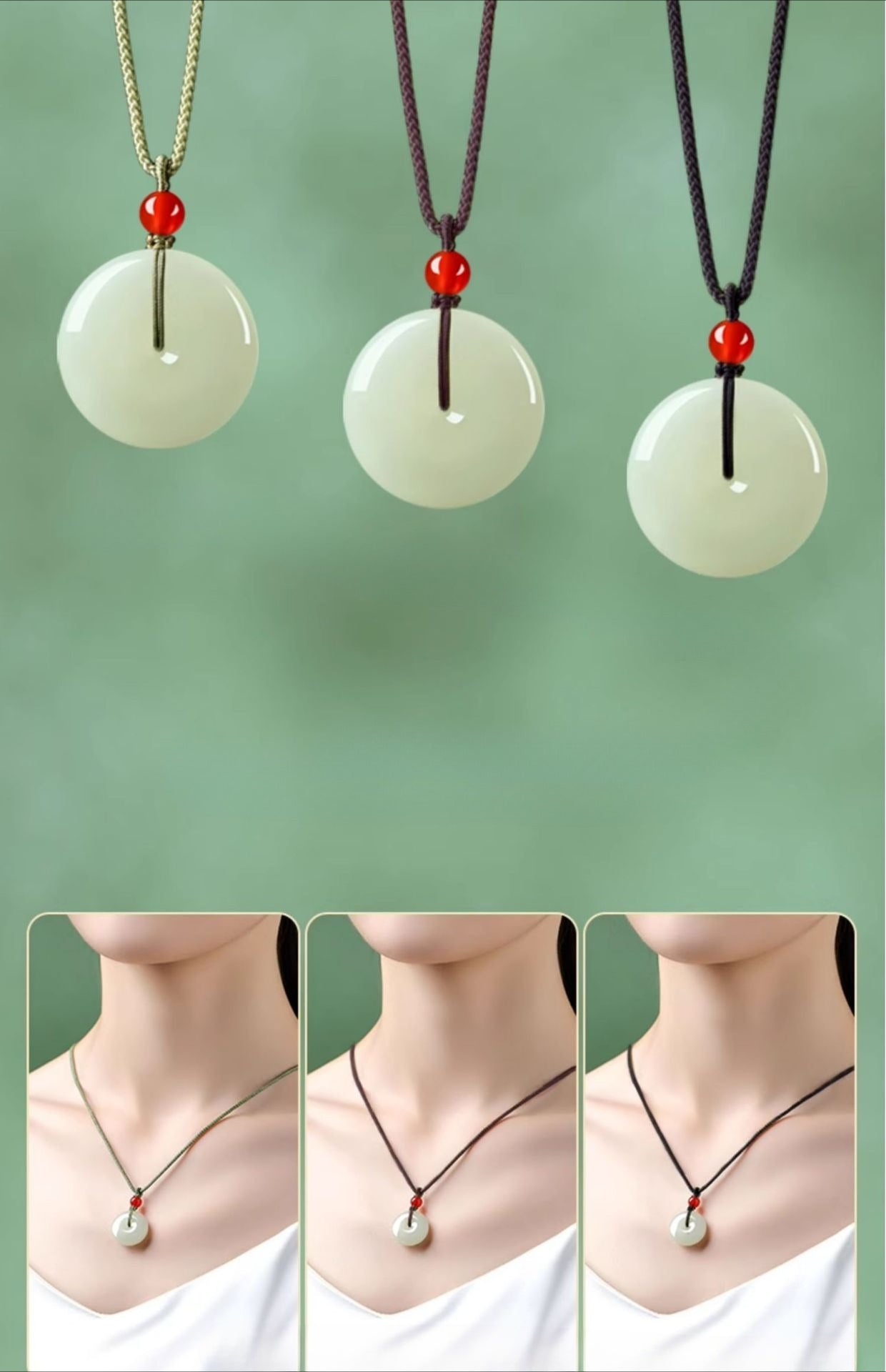 Natural Hetian Jade Ping An Pendant Necklace – Unisex Jade Jewelry - STAR8S