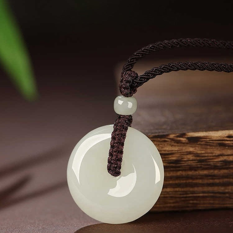 hetian jade ping an kou pendant necklace for men & women - star8s
