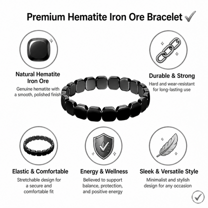 Natural Black Hematite Stone Bracelet for Men Raw Iron Ore Crushed Nugget Beads Asymmetric Beaded Bracelet Y2K Hip Hop Gothic Punk Rock Wristband Retro Industrial Stacking Jewelry Holiday Gift