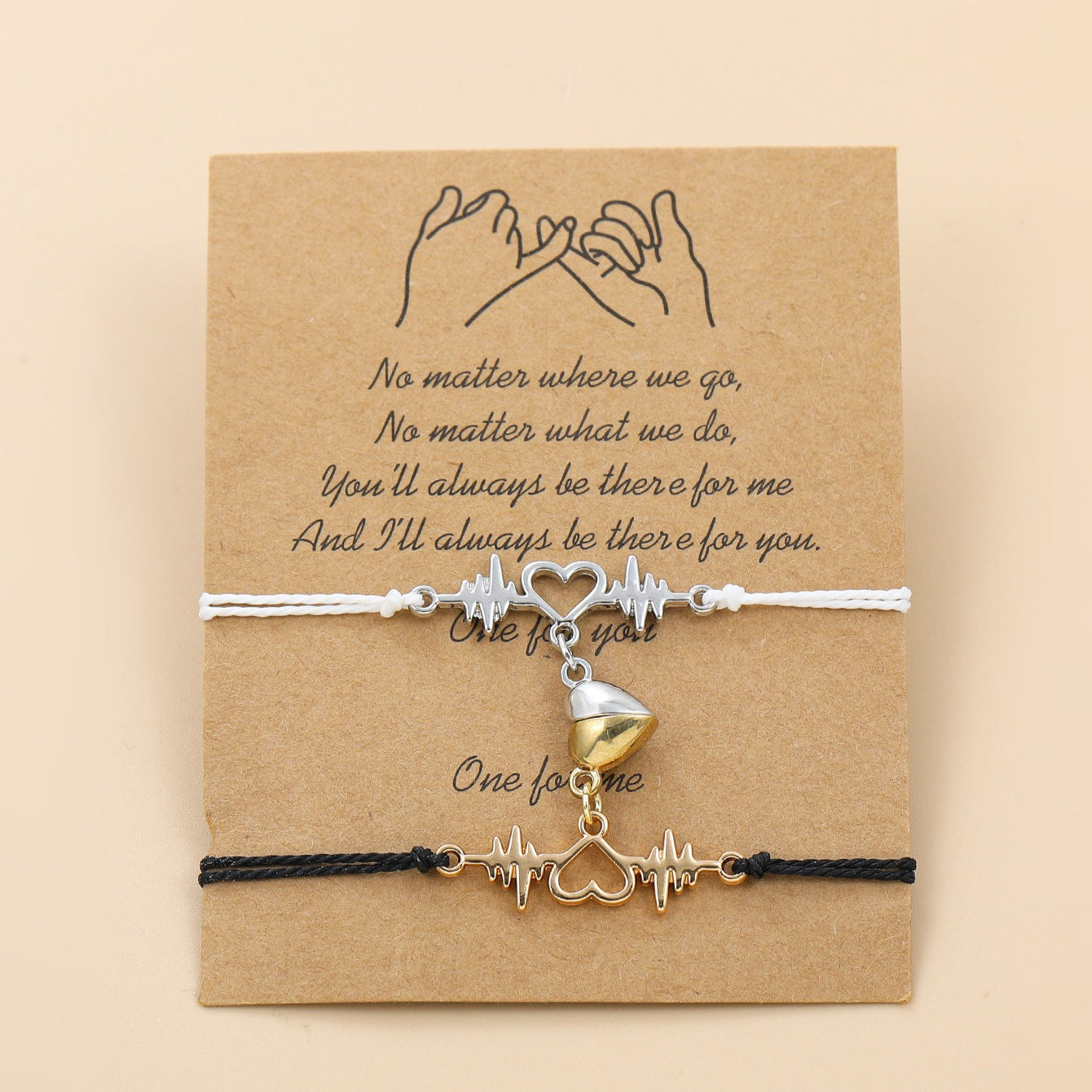matching relationship bracelets for couples magnetic split heart lifeline charm handcrafted woven cord wristband with pinky promise wish card for lovers anniversary birthday