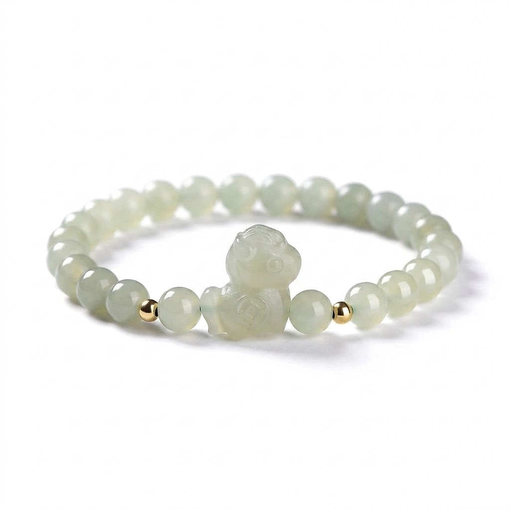 chinese zodiac horse jade beaded bracelet