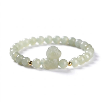 Chinese Zodiac Horse Jade Beaded Bracelet