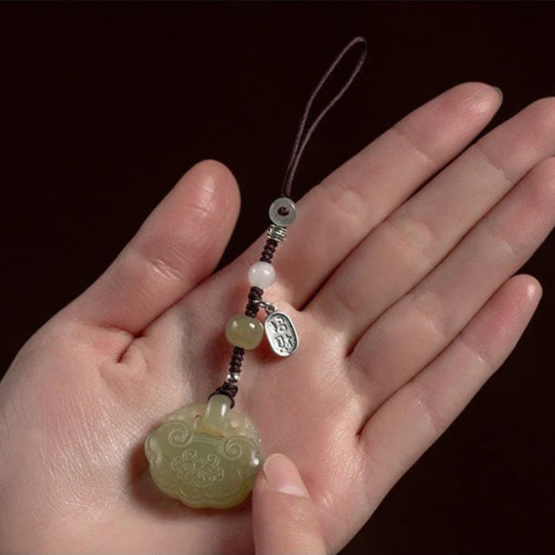 hetian jade ruyi lock pendant keychain