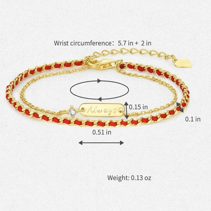 Double Layer Red String Gold Chain Bracelet for Women Good Luck Kabbalah Protection Amulet Neo-Chinese Interwoven Braided Cord Minimalist Jewelry Gift For Her