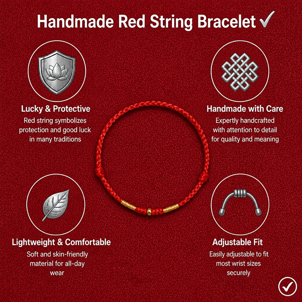 handmade red string bracelet for women adjustable with gold ball accent high-quality craftsmanship symbol of protection stylish lucky charm