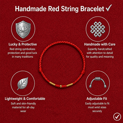Handmade Red String Bracelet for Women Adjustable with Gold Ball Accent High-Quality Craftsmanship Symbol of Protection Stylish Lucky Charm