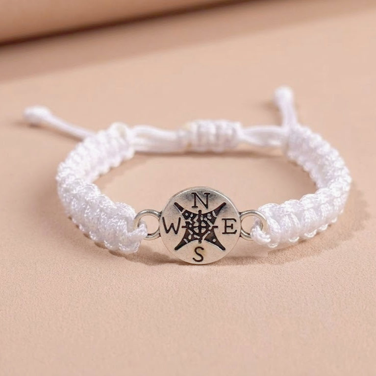 compass matching bracelets for best friends graduation gift set for teen boys girls adjustable hand-woven moving away farewell relationship jewelry 2pcs