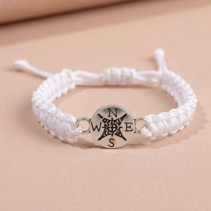 Compass Matching Bracelets for Best Friends Graduation Gift Set for Teen Boys Girls Adjustable Hand-Woven Moving Away Farewell Relationship Jewelry 2Pcs