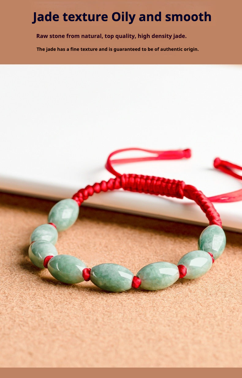 natural jade bracelet - handmade adjustable string bracelet for men & women, good luck bracelet