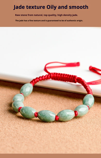 Natural Jade Bracelet - Handmade Adjustable String Bracelet for Men & Women, Good Luck Bracelet