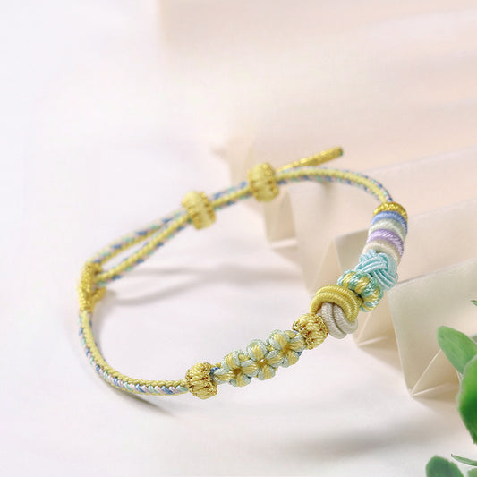 Handmade Braided Peach Blossom Knot Bracelet – Adjustable Chinese Knot Wrist Cord for Luck & Style | STAR8S