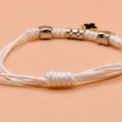 Magnetic Couples Bracelets Matching Four Leaf Clover Friendship Bracelets Mutual Attraction Braided Rope Cord Bracelet Set for Boyfriend Girlfriend Long Distance Relationship Jewelry Gift Black White 2Pcs