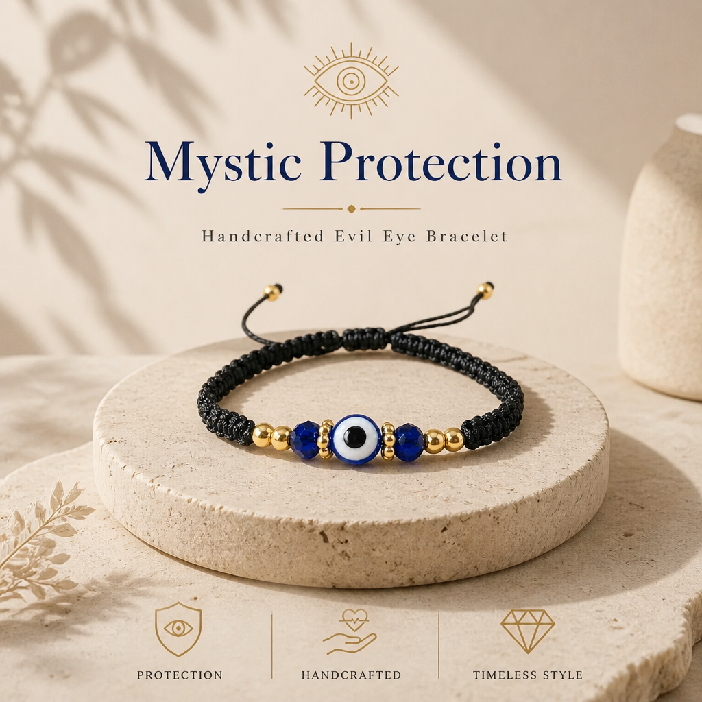 evil eye bracelet for protection handmade woven cord bracelet lucky blue eye amulet talisman jewelry adjustable braided string bracelet gift for men women friends