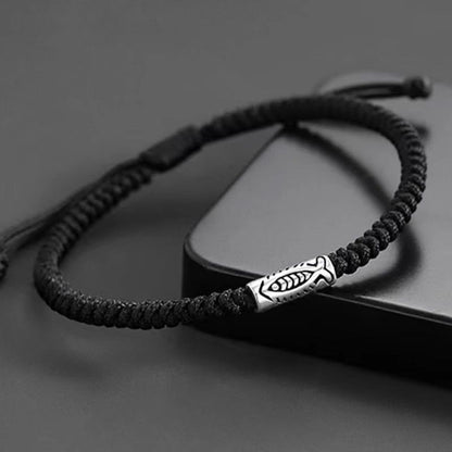 Koi Schwarzes String-Armband | Geflochtenes Fisch-Glücksbringer-Armband für Herren