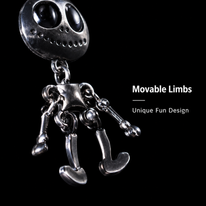 Men's Alien Skeleton Pendant Necklace Stainless Steel Articulated Movable Joint Skull Charm Box Chain Hip Hop Streetwear Y2K Gothic Punk Jewelry Gift for Him