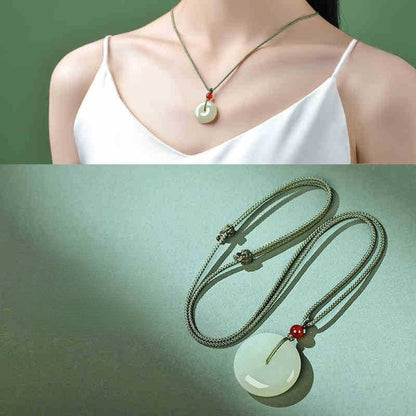 Natural Hetian Jade Ping An Pendant Necklace – Unisex Jade Jewelry - STAR8S
