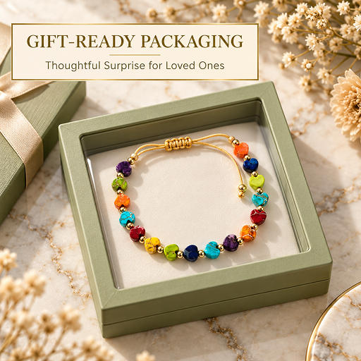 adjustable rainbow heart bead cord bracelet with gold-tone accents