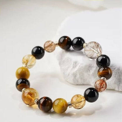 Tiger Eye Citrine Crystal Bracelet for Women – Natural Black Gold Super Seven Energy Bracelet - STAR8S