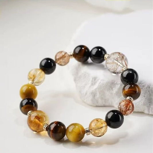 Tiger Eye Citrine Crystal Bracelet for Women – Natural Black Gold Super Seven Energy Bracelet - STAR8S