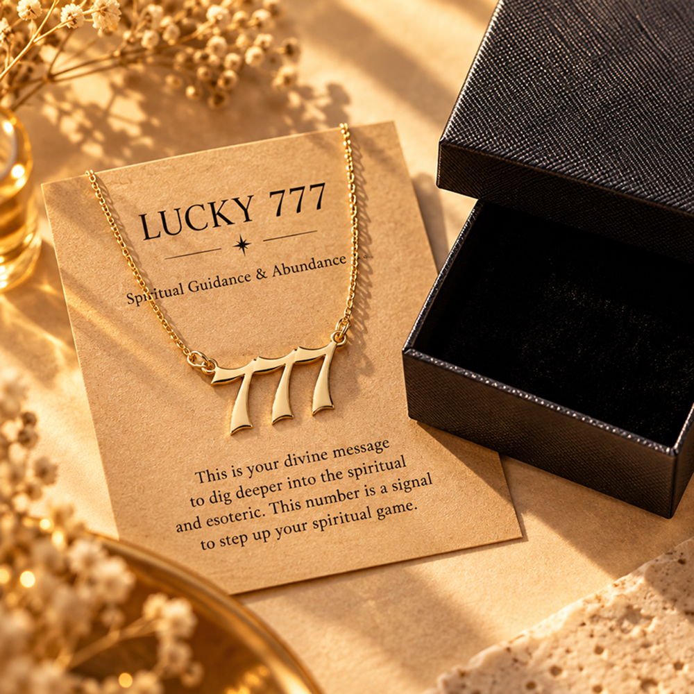 women's gold-tone stainless steel 777 angel number pendant necklace