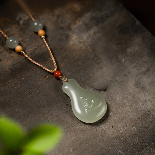 Hetian Jade Gourd Pendant Necklace