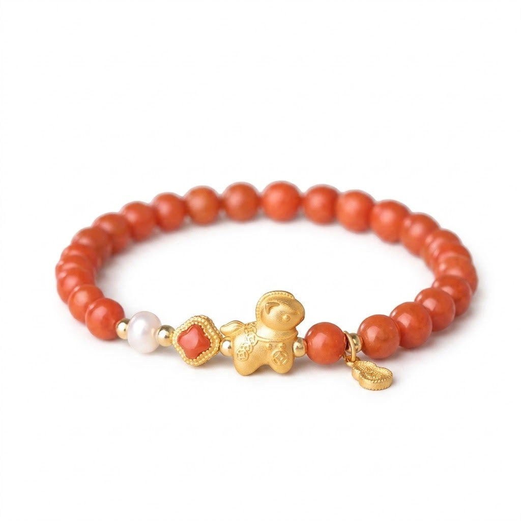 chinese zodiac horse red agate bracelet lucky wealth for women