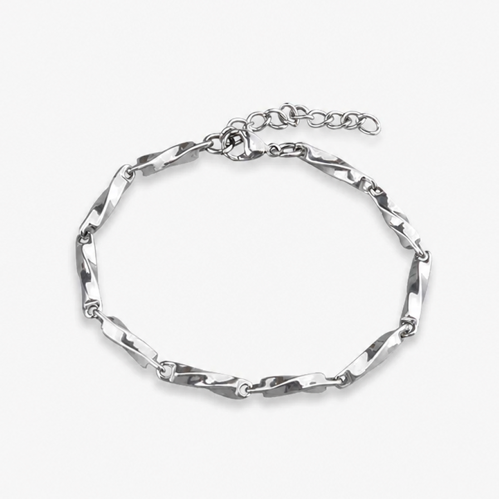 titanium steel mobius twisted link bracelet for men women unisex minimalist silver color geometric curb chain bracelet hip hop streetwear waterproof fashion jewelry