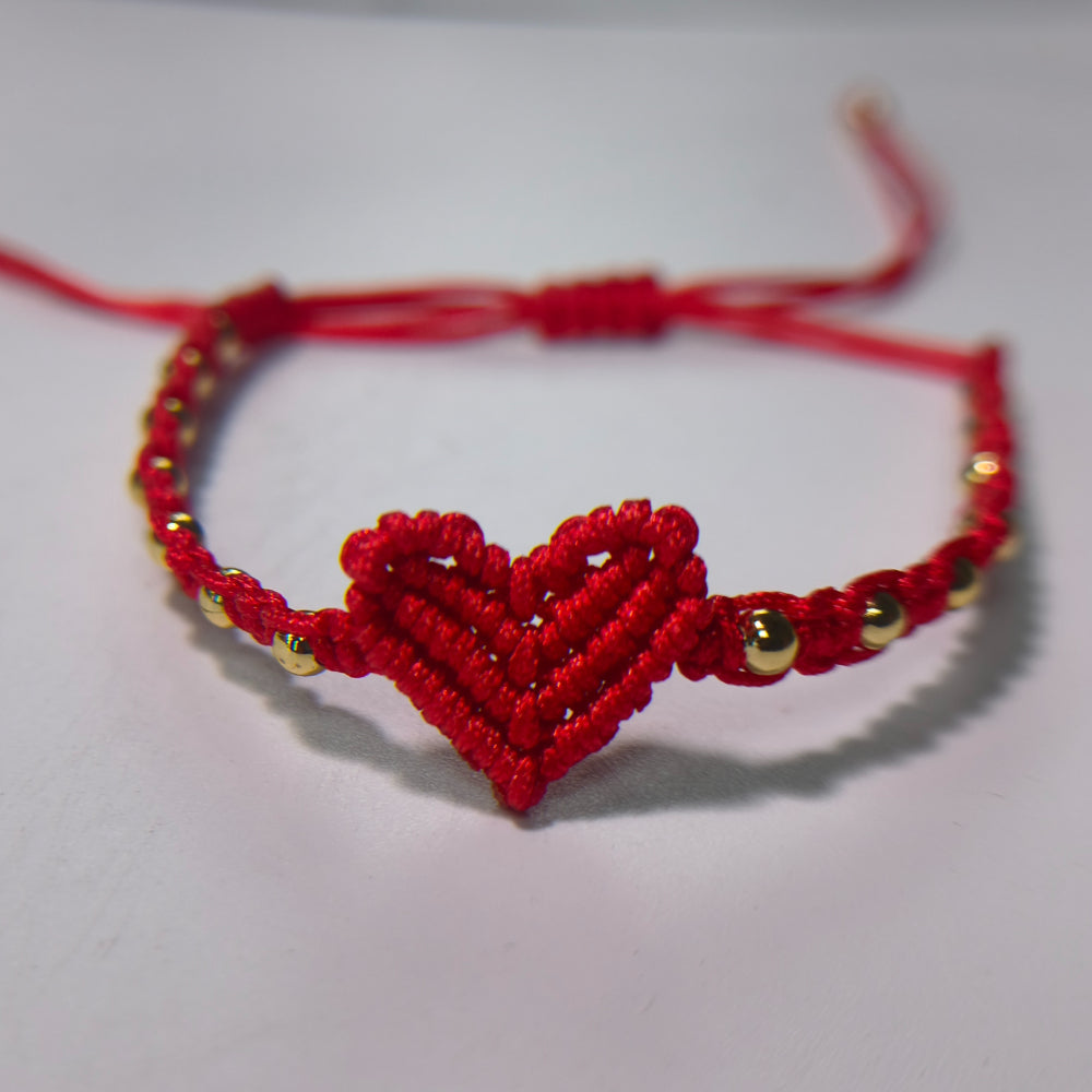 handmade red string bracelet for women girlfriend couples matching woven macrame heart charm bracelet gold beaded adjustable rope anniversary valentine's day romantic love jewelry gift with card