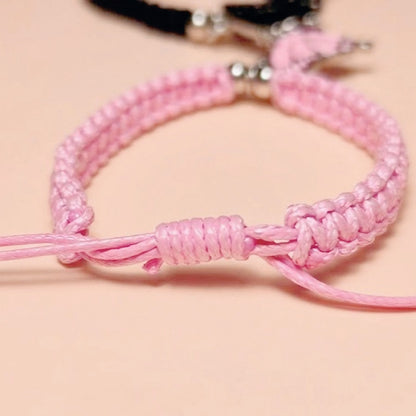 Magnetic Butterfly Couple Bracelets for Boyfriend and Girlfriend Pink Black Matching Friendship Bracelets Long Distance Relationship BFF Gift Set 2Pcs