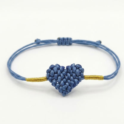 Handmade Woven Blue Heart Couple Bracelet for Men Women Adjustable String Cord Matching Friendship Bracelets Minimalist Braided Rope Jewelry Anniversary Birthday Sweet Valentine Gift