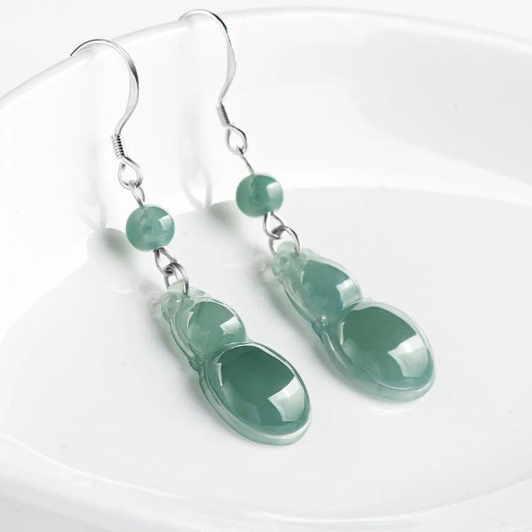 gourd blue water jade earrings s925 silver