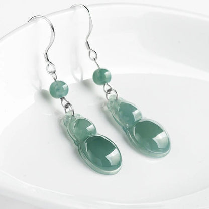 Gourd Blue Water Jade Earrings S925 Silver