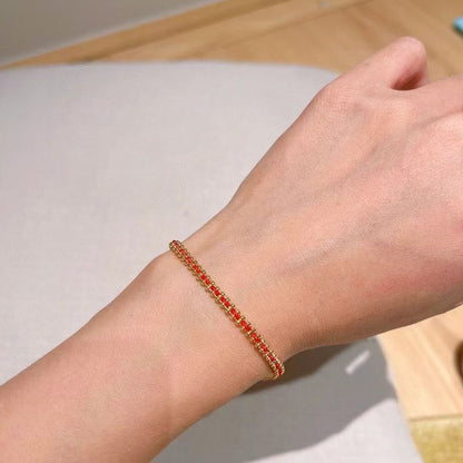 Boho Rotfadenarmband - Glücksarmband mit goldener Perle für Damen, handgefertigtes minimalistisches Design, verstellbarer Karabinerverschluss, perfekt für den Alltag & besondere Anlässe