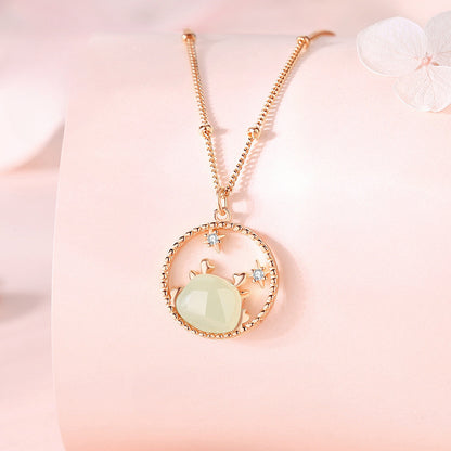 Real Jade Necklace - 925 Silver Gold Plated Dragon Hetian Pendant | STAR8S