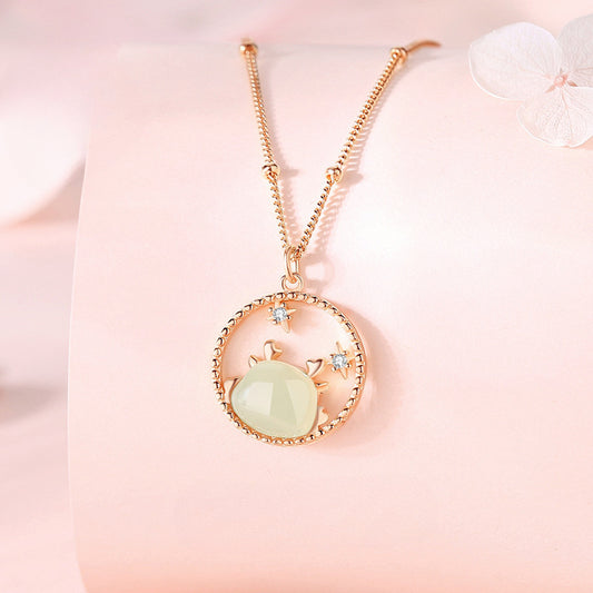 Real Jade Necklace - 925 Silver Gold Plated Dragon Hetian Pendant | STAR8S