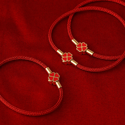3mm Four Leaf Clover Wire Rope Bracelet Stainless Steel Enamel Lucky Charm Bangle Waterproof Braided Cord Jewelry Gift for Women