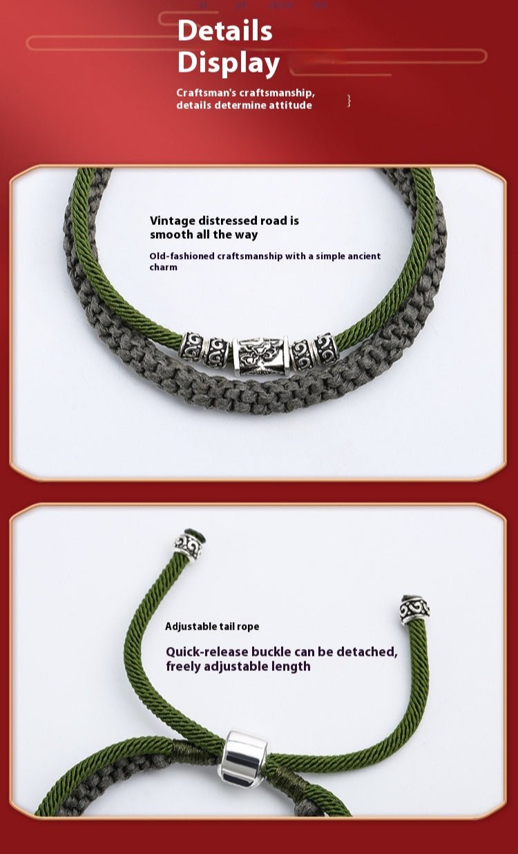 925 Silver Handmade Braided Vintage Style Bracelet - Adjustable, Durable & Stylish - STAR8S