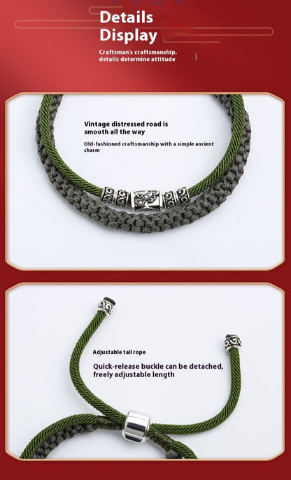 925 Silver Handmade Braided Vintage Style Bracelet - Adjustable, Durable & Stylish - STAR8S
