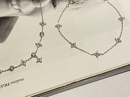 925 Silver Plated 18K Gold Clover Bracelet with Zircon Stones – Elegant, Simple & Luxury Design - STAR8S