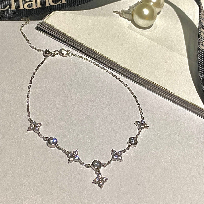 925 Silver Plated 18K Gold Clover Bracelet with Zircon Stones – Elegant, Simple & Luxury Design - STAR8S