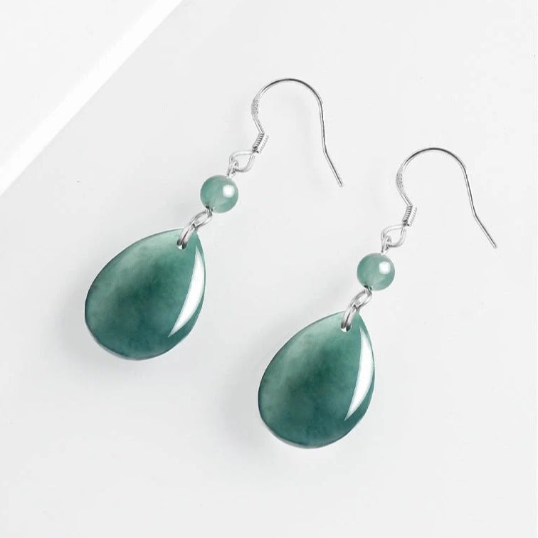 ice jade blue water water drop earrings s925 silver