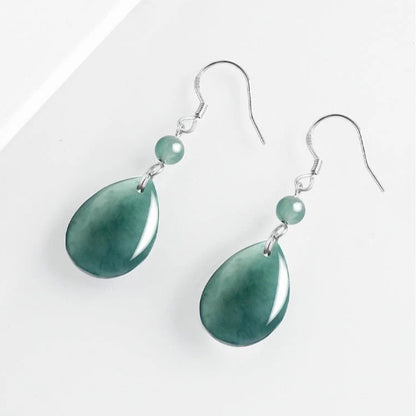 ice jade blue water water drop earrings S925 silver