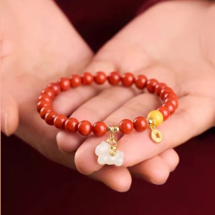 red agate chinese zodiac horse beaded bracelet