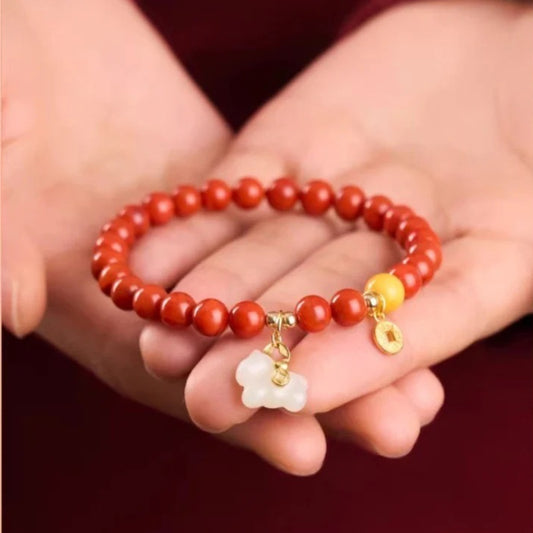 Red Agate Chinese Zodiac Horse Beaded Bracelet