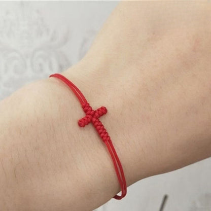 Handmade Cross String Bracelet for Women Men Braided Rope Christian Cross Bracelet Religious Faith Jewelry Lucky Protection Amulet Wristband Adjustable Cord Gift Set