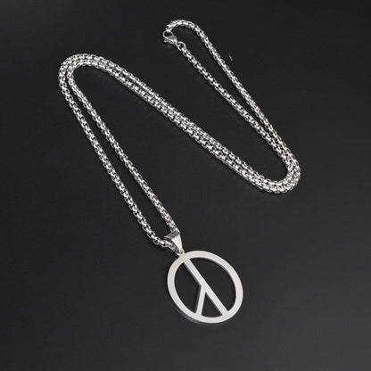 Men's Peace Sign Pendant Necklace Stainless Steel Box Chain Hip Hop Streetwear Vintage Anti-War Symbol Charm Pendant Jewelry Gift for Men Women Unisex