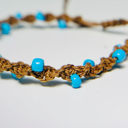 Handmade Turquoise Sea Turtle Bracelet for Women Men Bohemian Blue Bead Woven Rope Anklet Beach Ocean Wave Jewelry Adjustable Cord Marine Charms Gift