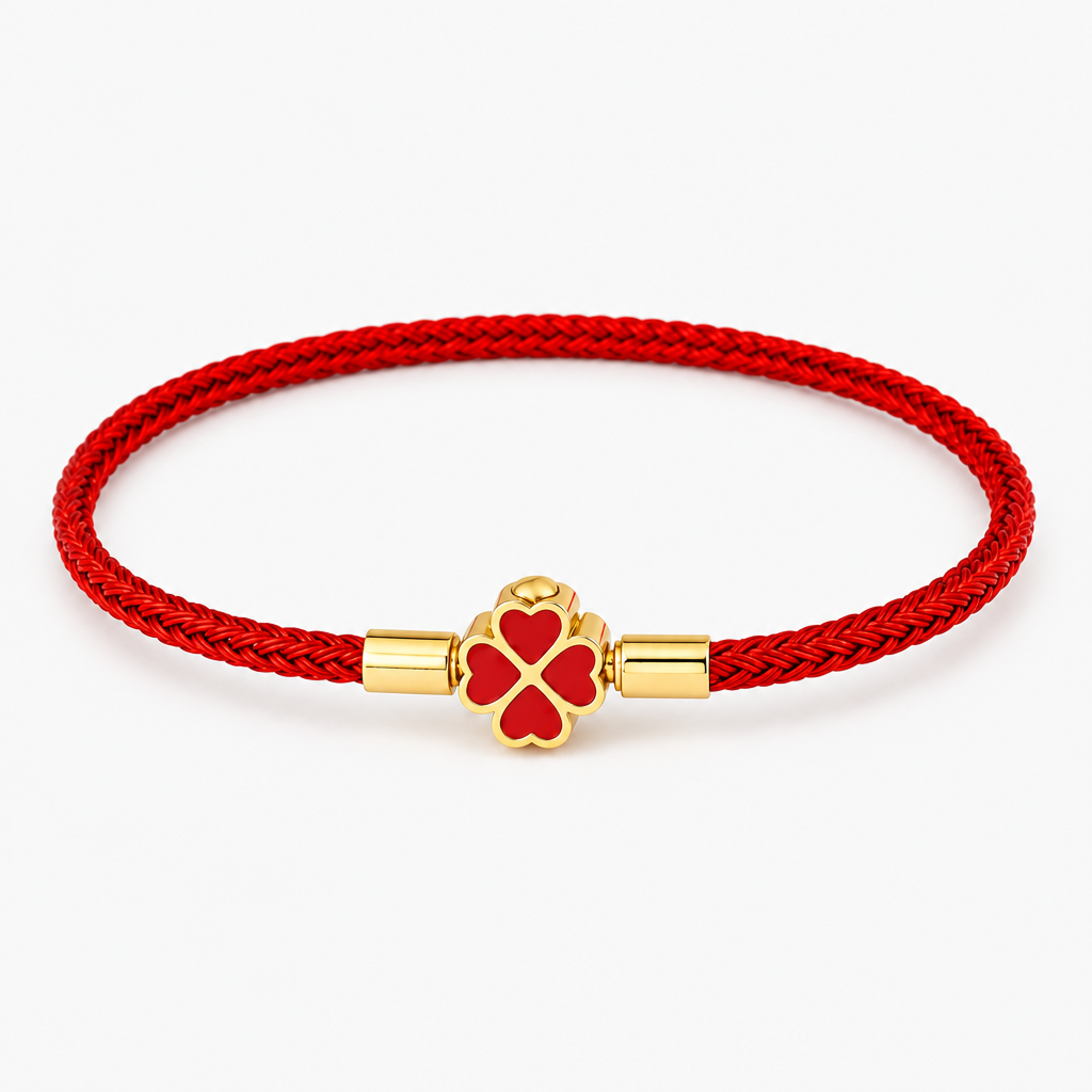 3mm four leaf clover wire rope bracelet stainless steel enamel lucky charm bangle waterproof braided cord jewelry gift for women